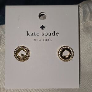 Kate Spade New York Spot The Spade Pave Halo Spade Studs in gold-toned metal.